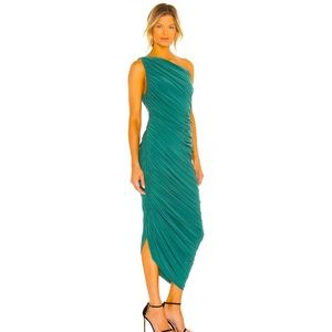 Norma Kamali emerald green gown